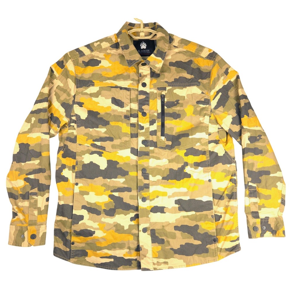 Alaskan Hardgear Duluth Mens‎ L Stone Run Camo Overshirt Yellow Olive 23134
